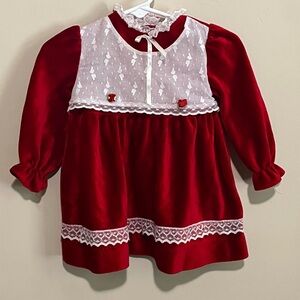 Vintage Precious Originals Red Velvet and Lace Dress